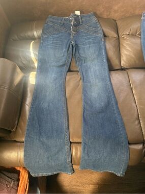 0009. Women's Cruel Denim “Hannah” Flare Jeans in Medium Blue Wash